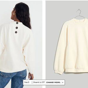 Mock neck button back textured shirt